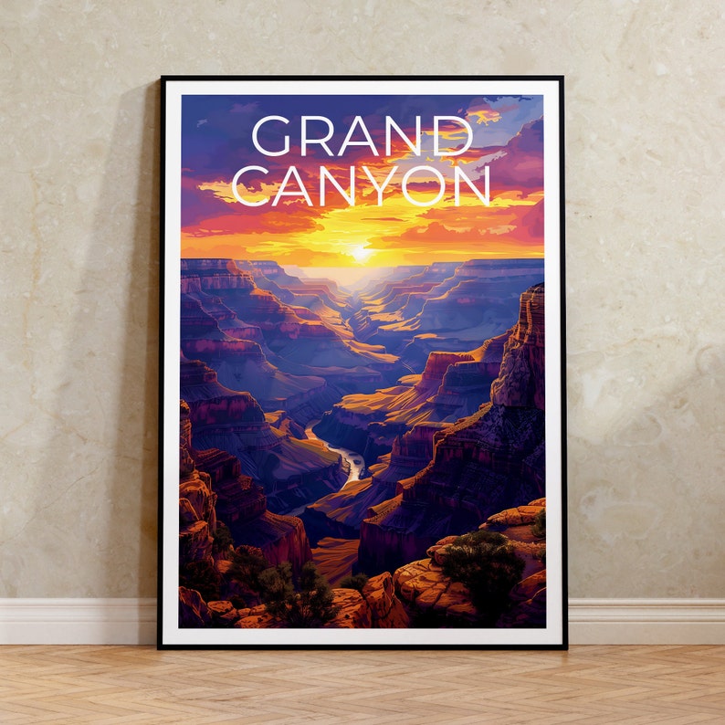 Affiche du Grand Canyon, Impression du Grand Canyon, Art de l'Arizona, Impression de l'Arizona, Affiche de voyage du Grand Canyon, Affiche de l'Arizona, Art du Grand Canyon