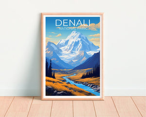 Denali Travel Poster, Alaska Wall Art, Alaska Print, Denali Poster, Mountain Poster, Nature Poster, Denali Art