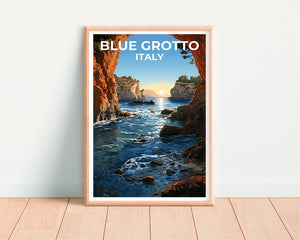 Blue Grotto Travel Poster, Italy Wall Art, Italy Print, Blue Grotto Poster, Italy Poster, Nature Poster, Blue Grotto Art