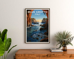 Blue Grotto Travel Poster, Italy Wall Art, Italy Print, Blue Grotto Poster, Italy Poster, Nature Poster, Blue Grotto Art
