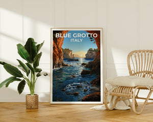 Blue Grotto Travel Poster, Italy Wall Art, Italy Print, Blue Grotto Poster, Italy Poster, Nature Poster, Blue Grotto Art