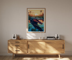 Affiche de voyage des Everglades, art mural de Floride, impression de Floride, affiche des Everglades, affiche d'alligator, affiche de la nature, art des Everglades