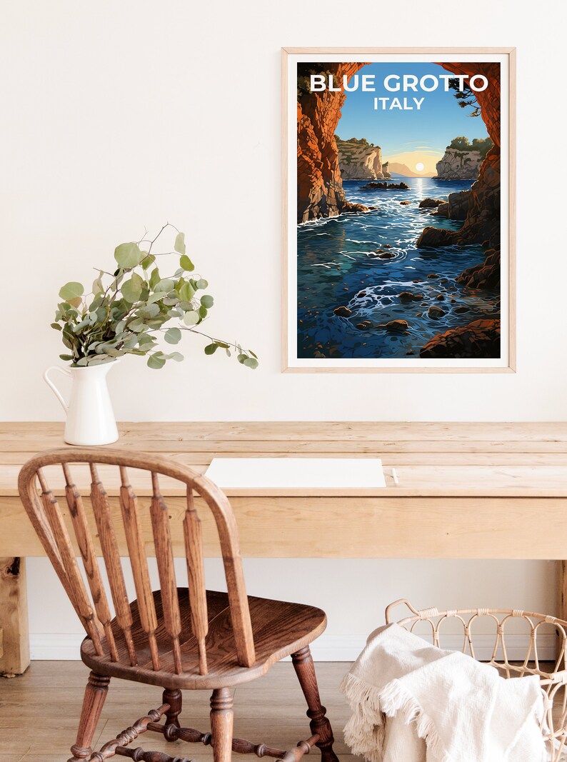 Blue Grotto Travel Poster, Italy Wall Art, Italy Print, Blue Grotto Poster, Italy Poster, Nature Poster, Blue Grotto Art