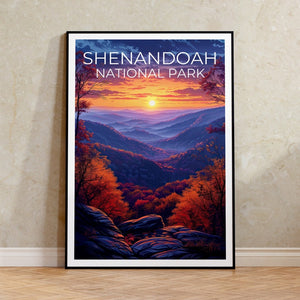 Affiche du parc national de Shenandoah, impression de Shenandoah, affiche de Virginie, impression de Virginie, affiche de forêt, art de Shenandoah, affiche d'automne