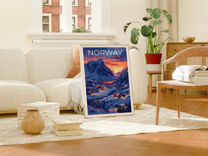 Affiche de voyage Norvège, Art mural d'hiver, Impression Europe, Affiche Norvège, Affiche Europe, Affiche Nature, Impression Norvège