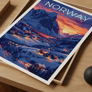 Affiche de voyage Norvège, Art mural d'hiver, Impression Europe, Affiche Norvège, Affiche Europe, Affiche Nature, Impression Norvège