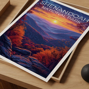 Affiche du parc national de Shenandoah, impression de Shenandoah, affiche de Virginie, impression de Virginie, affiche de forêt, art de Shenandoah, affiche d'automne