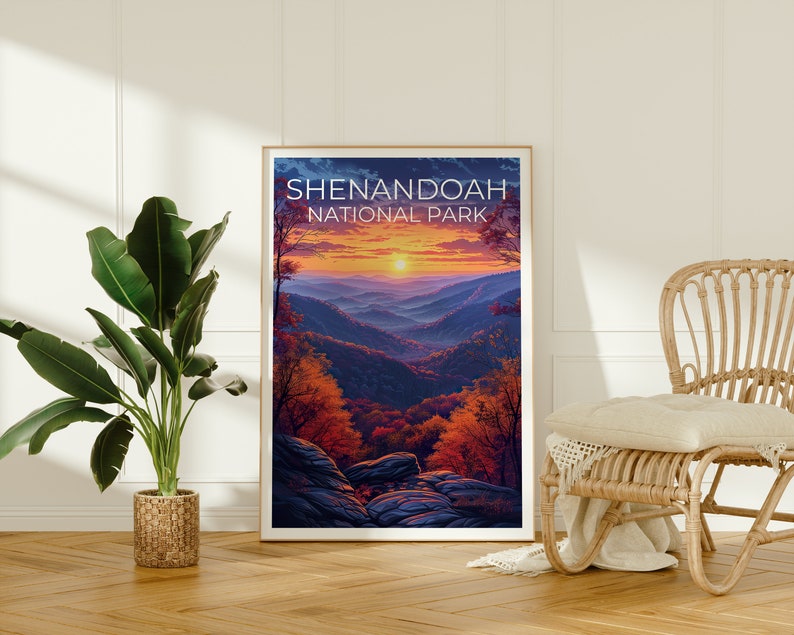 Affiche du parc national de Shenandoah, impression de Shenandoah, affiche de Virginie, impression de Virginie, affiche de forêt, art de Shenandoah, affiche d'automne