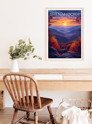 Affiche du parc national de Shenandoah, impression de Shenandoah, affiche de Virginie, impression de Virginie, affiche de forêt, art de Shenandoah, affiche d'automne