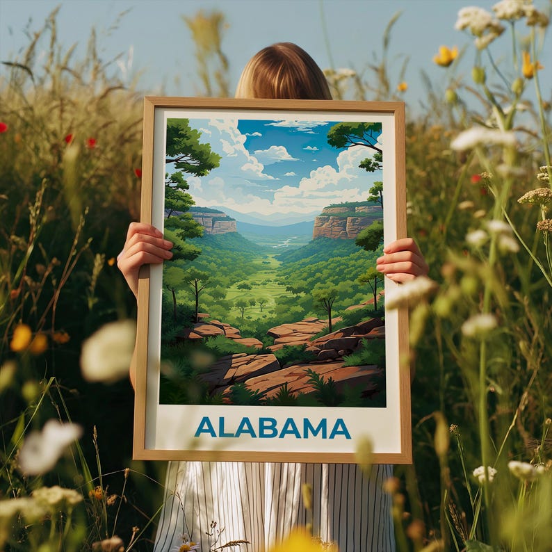 Alabama Travel Print Cane Creek Canyon Nature Preserve Poster Forest Wall Art Alabama Landscape Poster Home Decor Birthday Gift