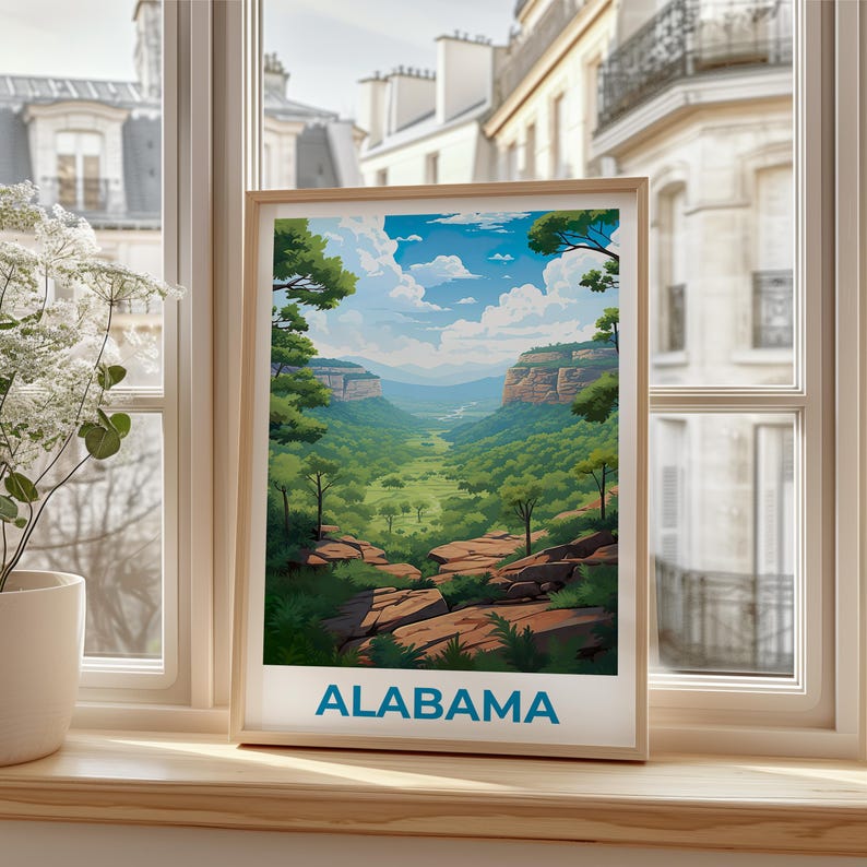 Alabama Travel Print Cane Creek Canyon Nature Preserve Poster Forest Wall Art Alabama Landscape Poster Home Decor Birthday Gift