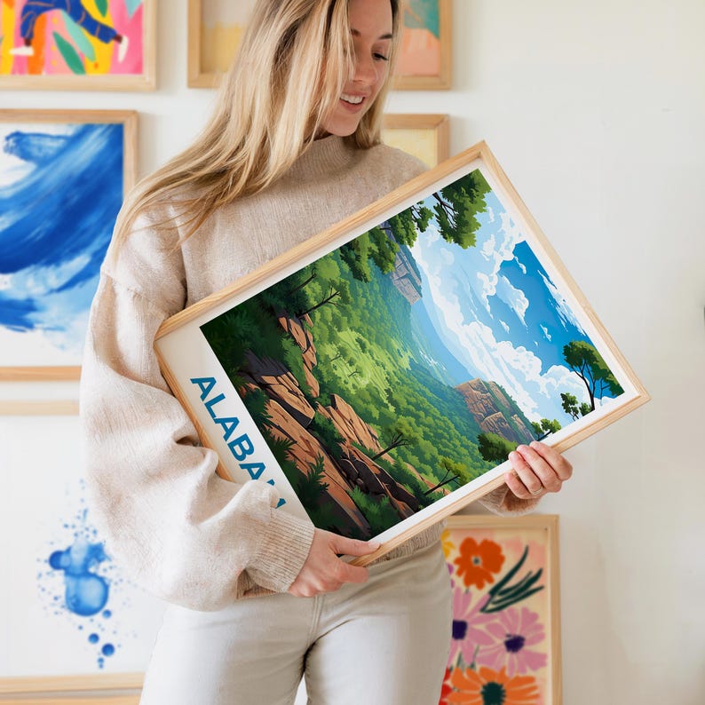 Alabama Travel Print Cane Creek Canyon Nature Preserve Poster Forest Wall Art Alabama Landscape Poster Home Decor Birthday Gift