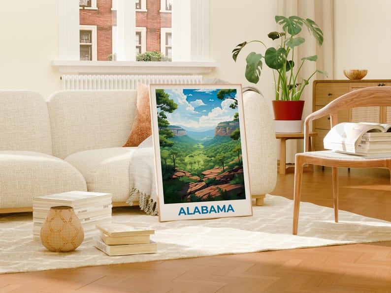 Alabama Travel Print Cane Creek Canyon Nature Preserve Poster Forest Wall Art Alabama Landscape Poster Home Decor Birthday Gift