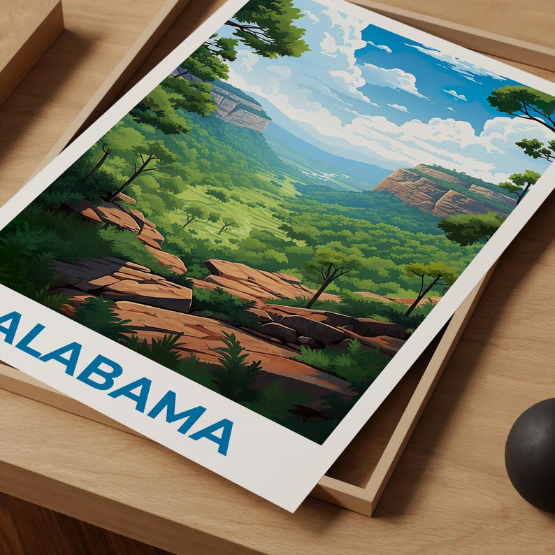 Alabama Travel Print Cane Creek Canyon Nature Preserve Poster Forest Wall Art Alabama Landscape Poster Home Decor Birthday Gift