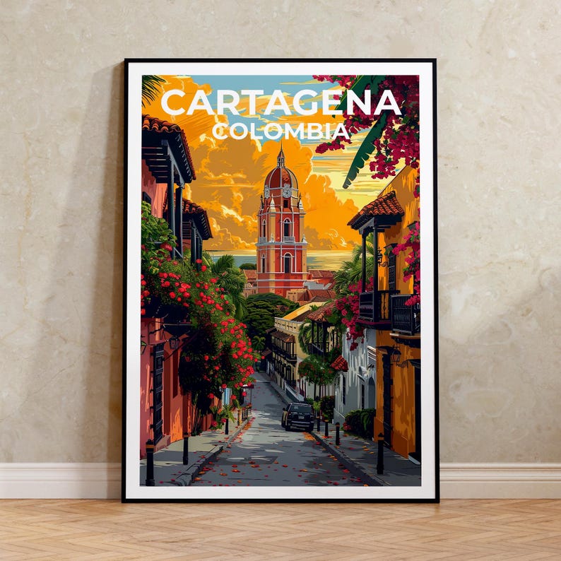 Cartagena Travel Poster, Colombia Print