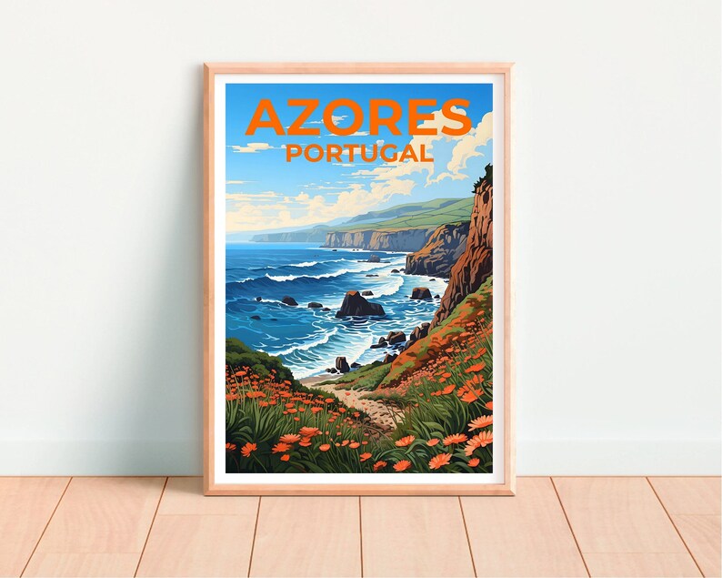 Azores Travel Poster, Portugal Wall Art, Portugal Print, Azores Poster, Portugal Poster, Nature Poster, Azores Art
