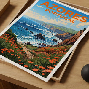 Azores Travel Poster, Portugal Wall Art, Portugal Print, Azores Poster, Portugal Poster, Nature Poster, Azores Art
