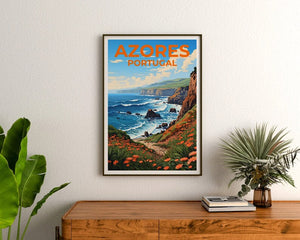 Azores Travel Poster, Portugal Wall Art, Portugal Print, Azores Poster, Portugal Poster, Nature Poster, Azores Art
