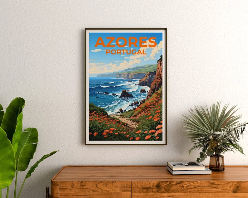 Azores Travel Poster, Portugal Wall Art, Portugal Print, Azores Poster, Portugal Poster, Nature Poster, Azores Art