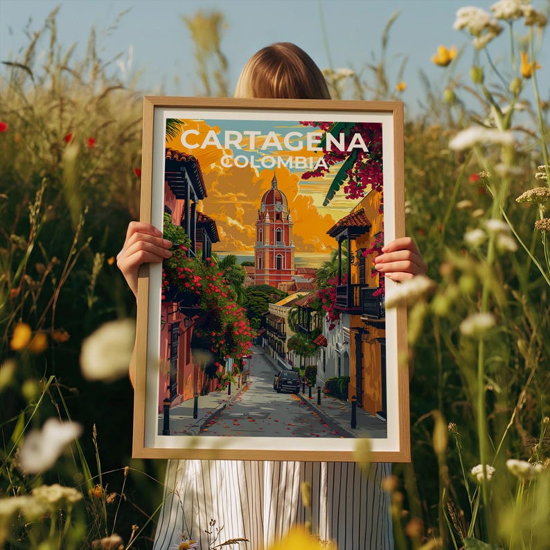 Cartagena Travel Poster, Colombia Print