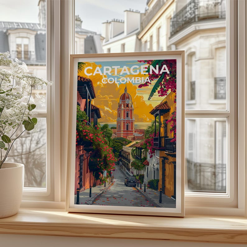 Cartagena Travel Poster, Colombia Print