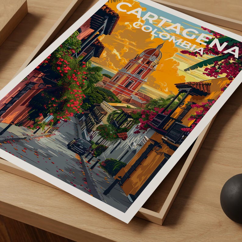 Cartagena Travel Poster, Colombia Print