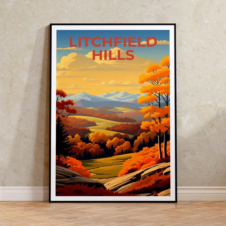 Litchfield Hills Travel Poster, Connecticut Print, Forest Wall Art, Connecticut Poster, Home Decor, Birthday Gift