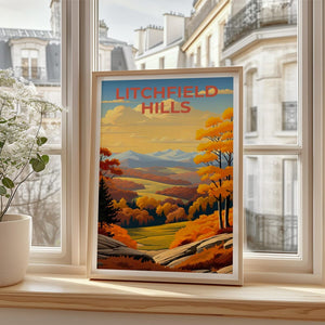 Litchfield Hills Travel Poster, Connecticut Print, Forest Wall Art, Connecticut Poster, Home Decor, Birthday Gift