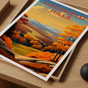 Litchfield Hills Travel Poster, Connecticut Print, Forest Wall Art, Connecticut Poster, Home Decor, Birthday Gift