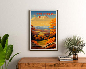 Litchfield Hills Travel Poster, Connecticut Print, Forest Wall Art, Connecticut Poster, Home Decor, Birthday Gift
