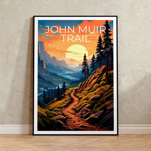 John Muir Trail Poster, Sierra Nevada Print, Sierra Nevada Art, Hiking Print, Sierra Nevada Travel Poster, Hiking Poster