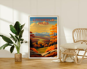 Litchfield Hills Travel Poster, Connecticut Print, Forest Wall Art, Connecticut Poster, Home Decor, Birthday Gift