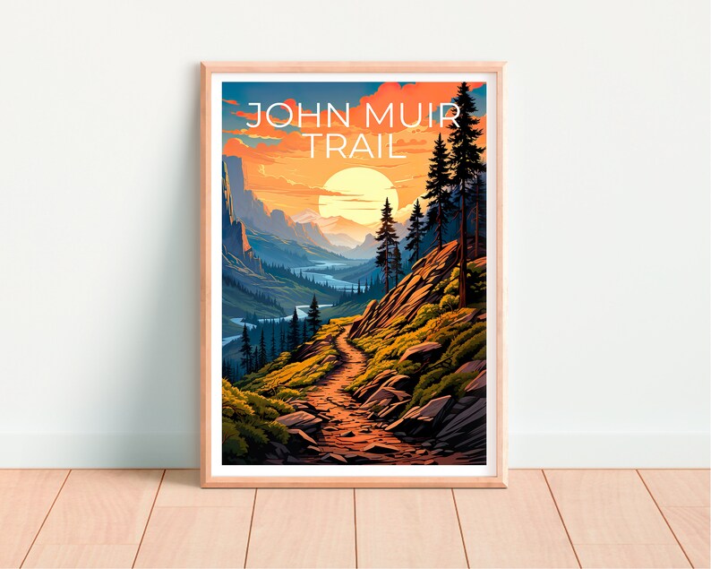 John Muir Trail Poster, Sierra Nevada Print, Sierra Nevada Art, Hiking Print, Sierra Nevada Travel Poster, Hiking Poster