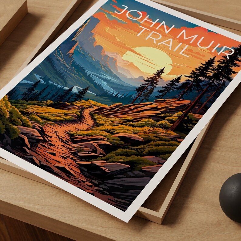 John Muir Trail Poster, Sierra Nevada Print, Sierra Nevada Art, Hiking Print, Sierra Nevada Travel Poster, Hiking Poster