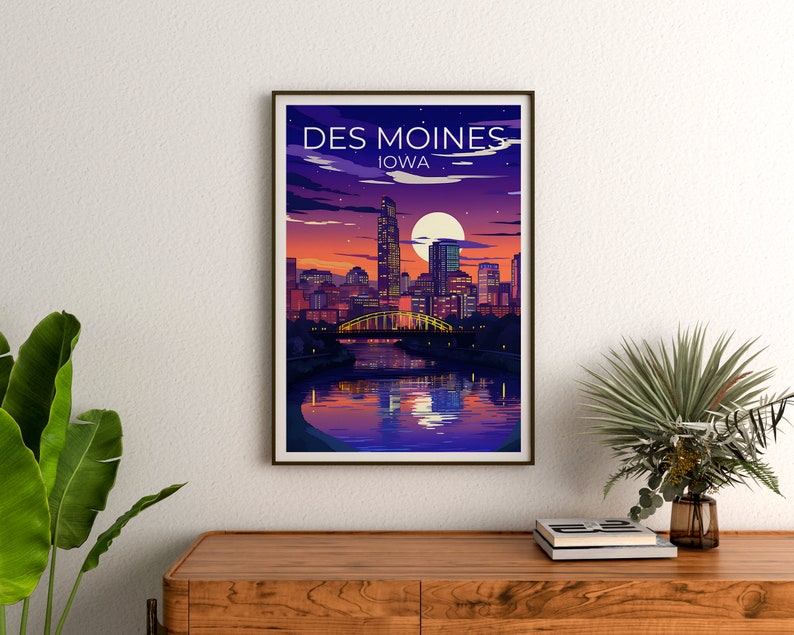 Des Moines Travel Poster, Iowa Wall Art, Iowa Print, Des Moines Poster, Des Moines Print, City Poster, Des Moines Illustration
