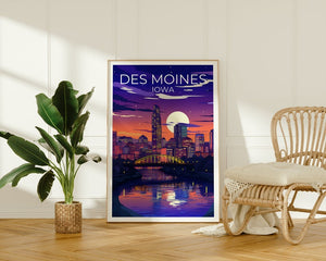 Des Moines Travel Poster, Iowa Wall Art, Iowa Print, Des Moines Poster, Des Moines Print, City Poster, Des Moines Illustration