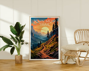John Muir Trail Poster, Sierra Nevada Print, Sierra Nevada Art, Hiking Print, Sierra Nevada Travel Poster, Hiking Poster