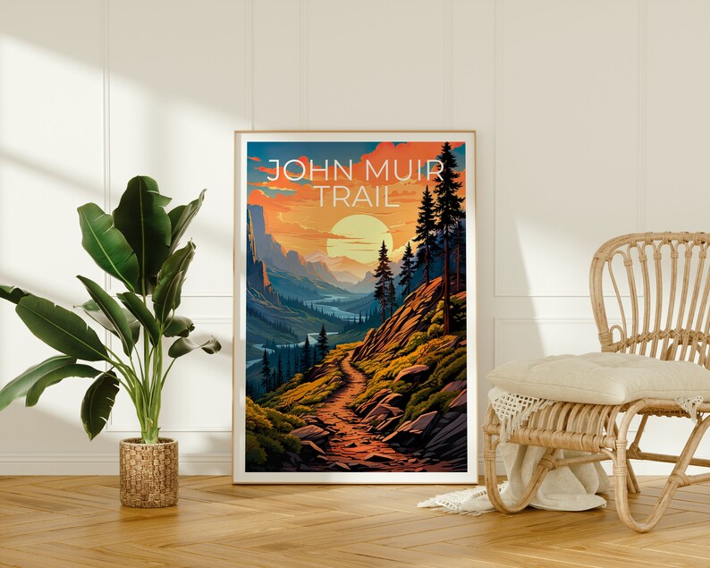 John Muir Trail Poster, Sierra Nevada Print, Sierra Nevada Art, Hiking Print, Sierra Nevada Travel Poster, Hiking Poster