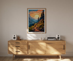 John Muir Trail Poster, Sierra Nevada Print, Sierra Nevada Art, Hiking Print, Sierra Nevada Travel Poster, Hiking Poster