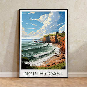Affiche de voyage de la côte nord, art mural de Californie, impression de Californie, affiche de la côte nord, affiche de Californie, impression de la côte nord, art de la côte nord