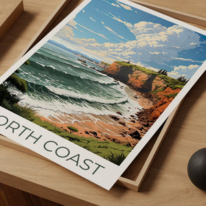 Affiche de voyage de la côte nord, art mural de Californie, impression de Californie, affiche de la côte nord, affiche de Californie, impression de la côte nord, art de la côte nord