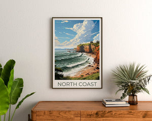Affiche de voyage de la côte nord, art mural de Californie, impression de Californie, affiche de la côte nord, affiche de Californie, impression de la côte nord, art de la côte nord