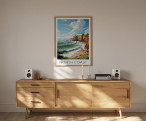 Affiche de voyage de la côte nord, art mural de Californie, impression de Californie, affiche de la côte nord, affiche de Californie, impression de la côte nord, art de la côte nord