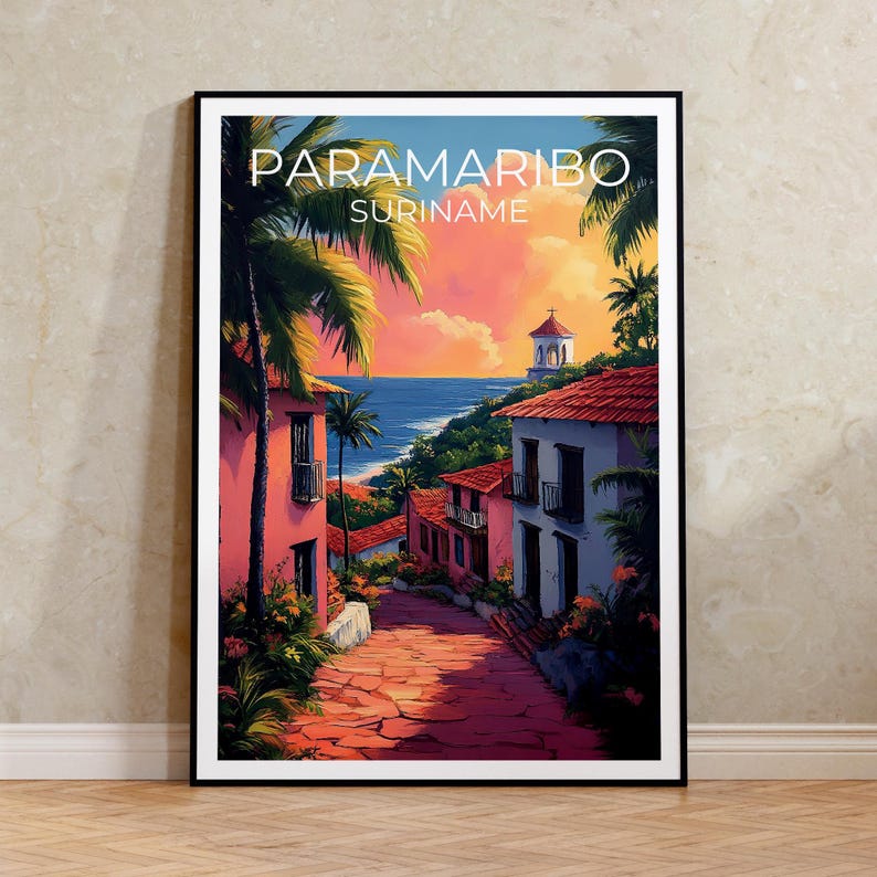 Paramaribo Travel Print, Suriname Poster, Coast Wall Art, South America Illustration, Paramaribo Poster, Home Decor, Birthday Gift