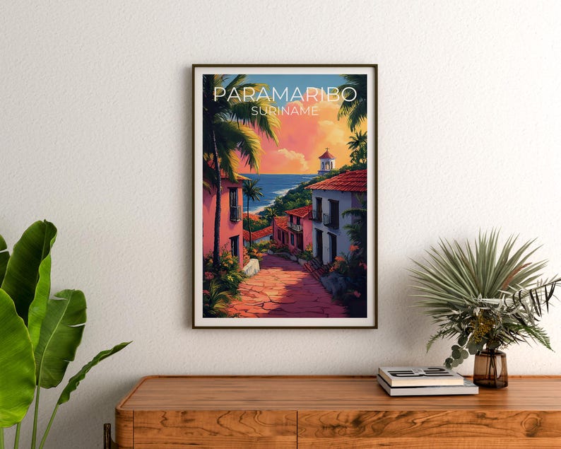 Paramaribo Travel Print, Suriname Poster, Coast Wall Art, South America Illustration, Paramaribo Poster, Home Decor, Birthday Gift