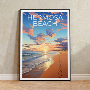 Affiche de voyage Hermosa Beach, art mural de Californie, impression de Californie, affiche Hermosa Beach, affiche de Californie, affiche nature