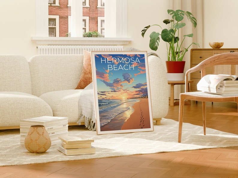 Affiche de voyage Hermosa Beach, art mural de Californie, impression de Californie, affiche Hermosa Beach, affiche de Californie, affiche nature
