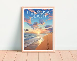 Affiche de voyage Hermosa Beach, art mural de Californie, impression de Californie, affiche Hermosa Beach, affiche de Californie, affiche nature