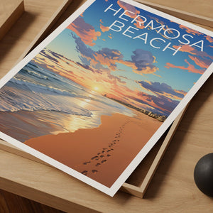 Affiche de voyage Hermosa Beach, art mural de Californie, impression de Californie, affiche Hermosa Beach, affiche de Californie, affiche nature