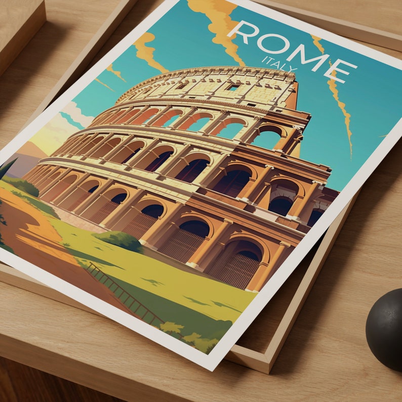 Rome Travel Poster, Colosseum Wall Art, Italy Print, Rome Poster, Colosseum Art, Europe Poster, Poster Art, Wall Decor